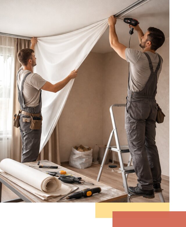 Замена полотна натяжного потолка в Старом Осколе быстро и качественно