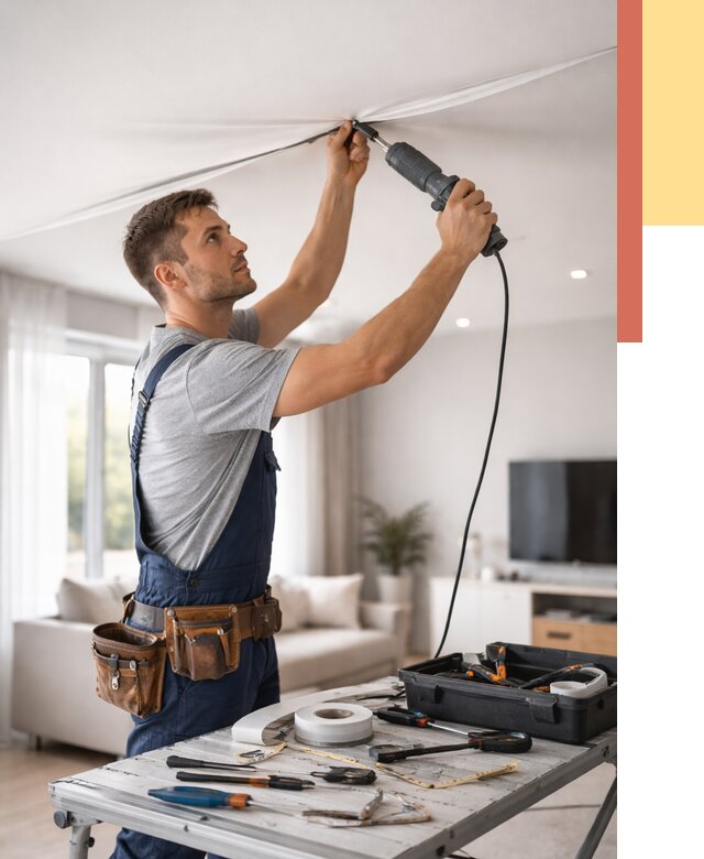 Ремонт натяжных потолков в Старом Осколе от 9611 руб. под ключ — ОТДЕЛОЧНИК-Срк