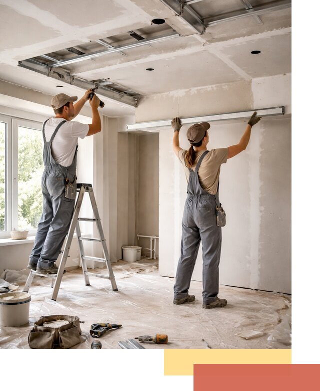 Монтаж многоуровневого потолка из гипсокартона в Старом Осколе