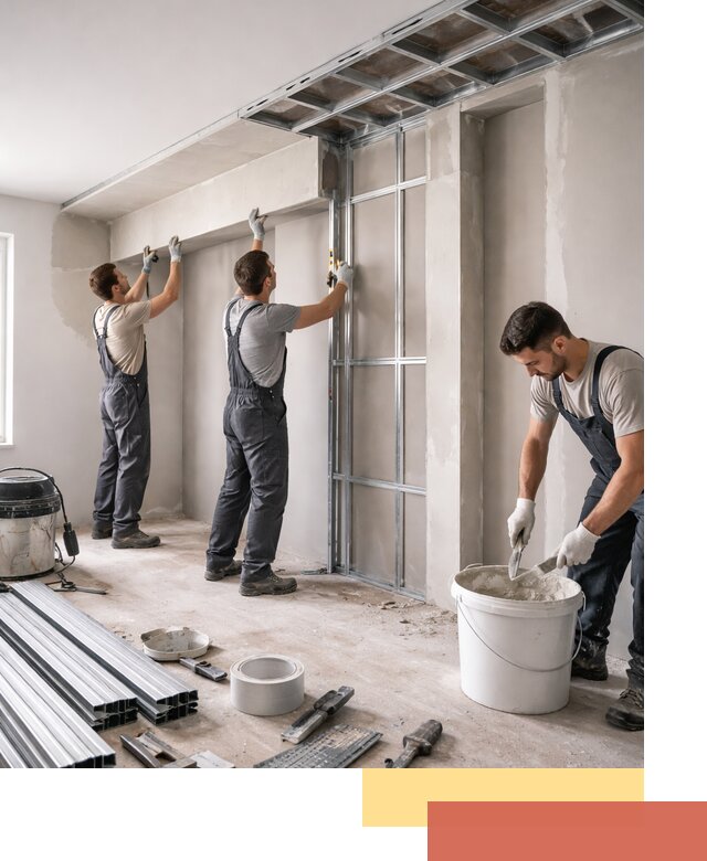 Монтаж потолка из гипсокартона с нишей в Старом Осколе