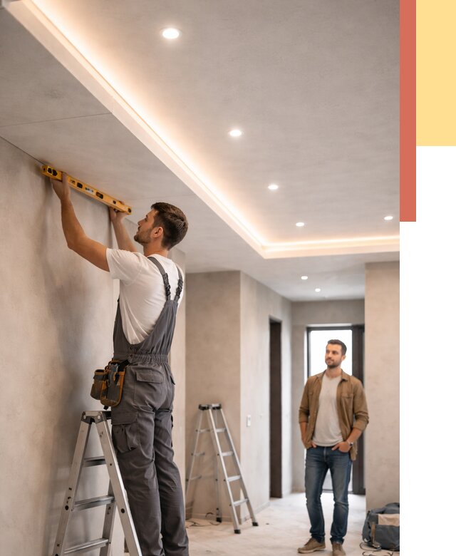 Потолок из гипсокартона с подсветкой в Старом Осколе от 759 руб./м2 под ключ | ОТДЕЛОЧНИК-Срк