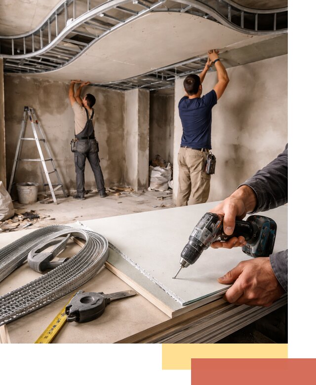 Криволинейный потолок из гипсокартона в Старом Осколе — монтаж и отделка