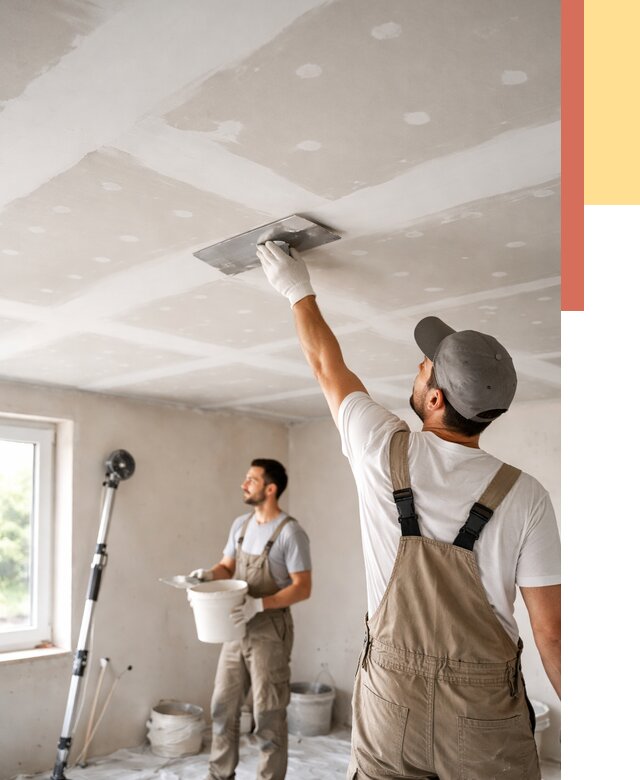 Шпаклевка потолка из гипсокартона в Старом Осколе от 3237 руб./м2 — услуги под ключ | ОТДЕЛОЧНИК-Срк