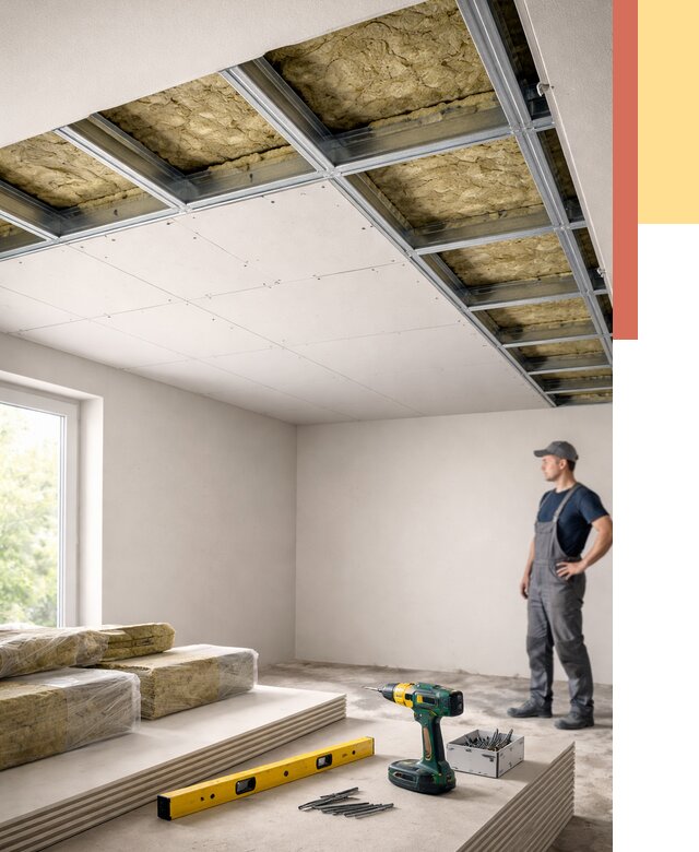 Звукоизоляция потолка ГКЛ в Старом Осколе от 961 руб. — монтаж под ключ | ОТДЕЛОЧНИК-Срк